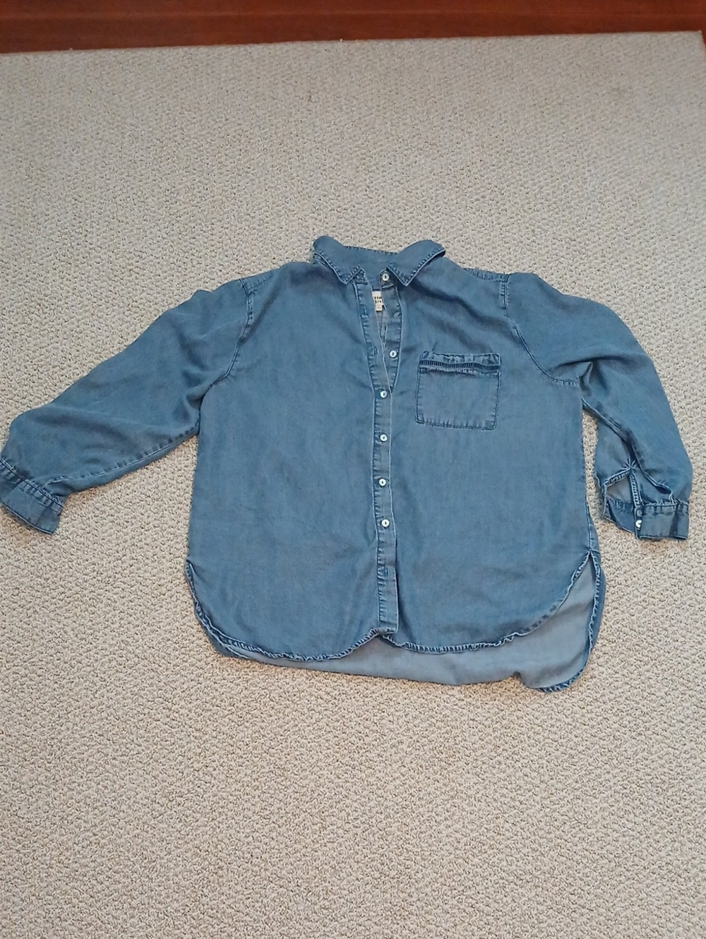 Womens size  L HESTER & ORCHARD  Button-Down Shirt in Light Blue Denim Used